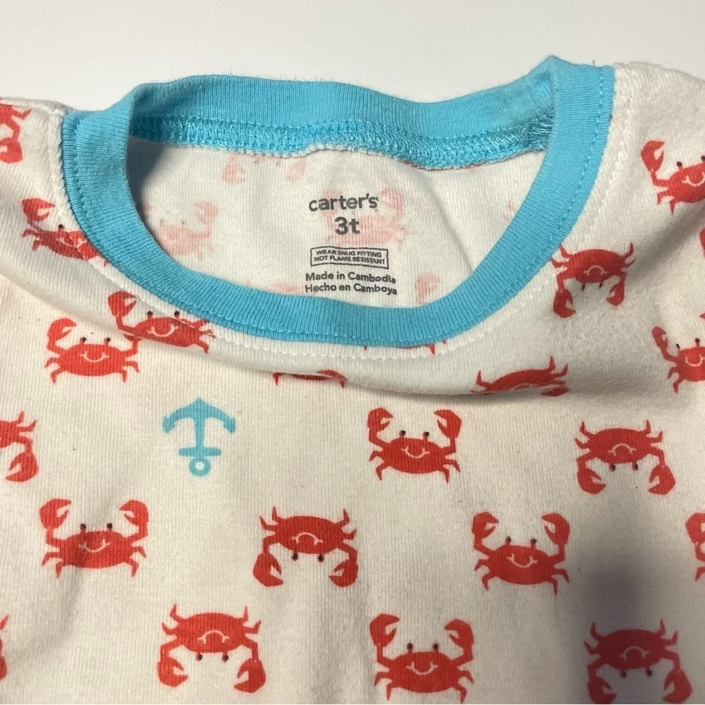 Carter’s 3T Red Crab Blue Anchor Tshirt PRELOVED